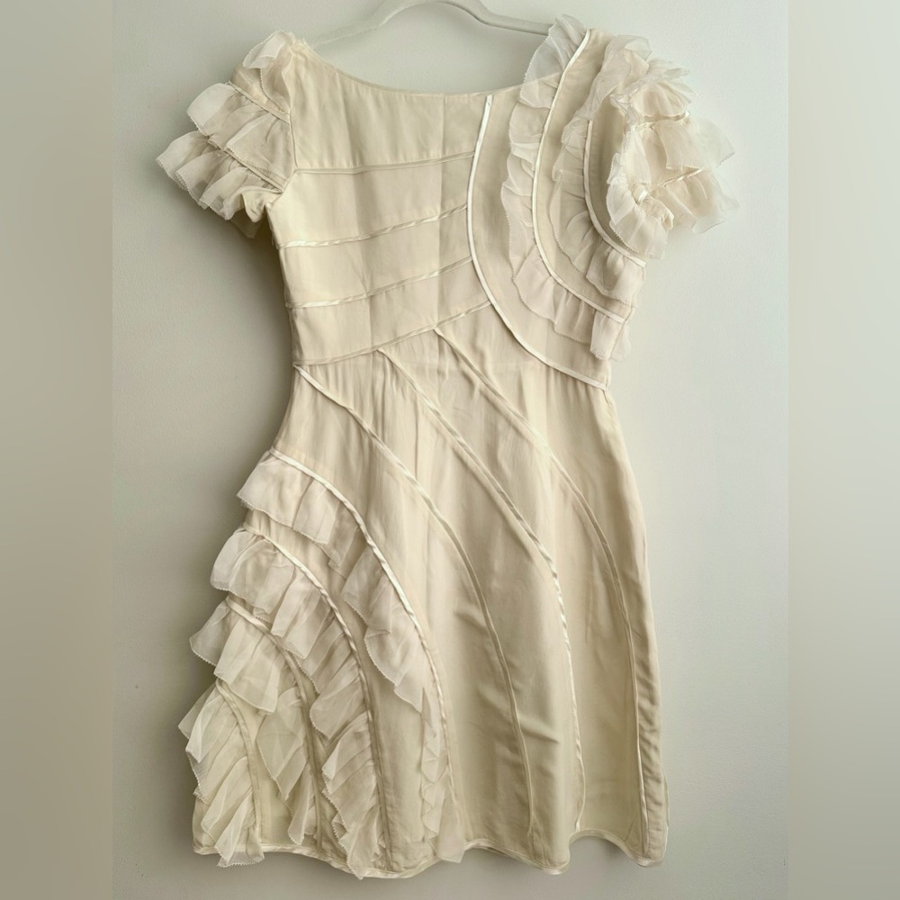 Elegant Cream Ruffled Dress